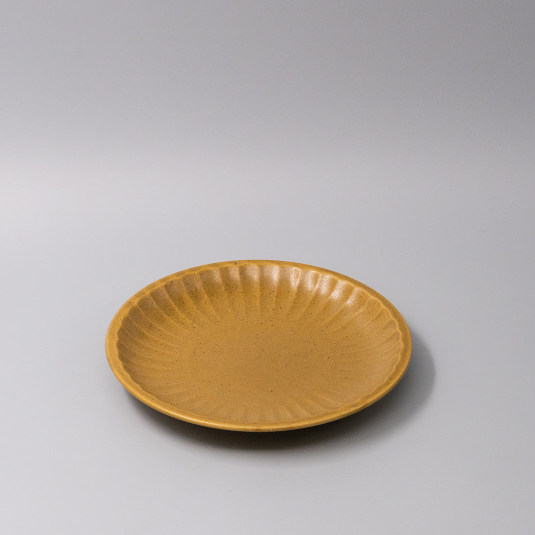 Premium 21.5cm Sunburst Turmeric Glaze Ceramic Plate Dishwasher Microwave Safe