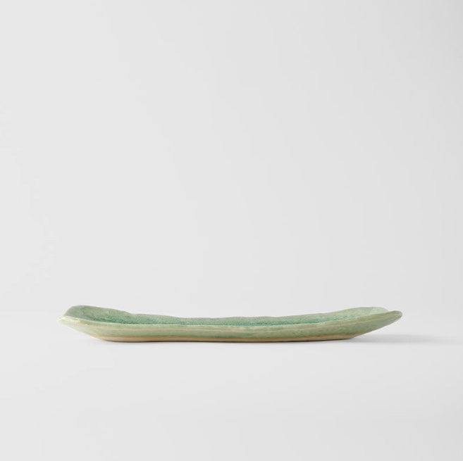 Premium 31cm Amane Emerald Glaze Ceramic Sashimi Plate Dishwasher Microwave Safe