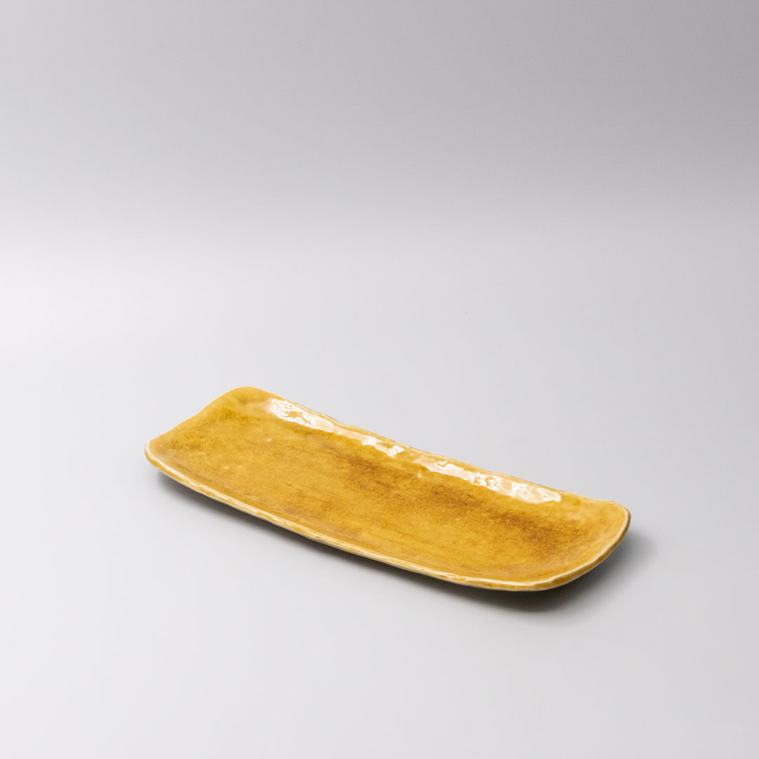 Premium 31.5cm Amane Amber Glaze Ceramic Sashimi Plate Dishwasher Microwave Safe
