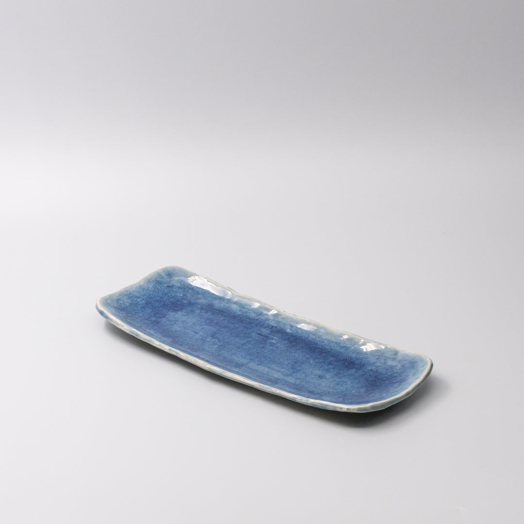Premium 31cm Amane Sapphire Glaze Ceramic Sashimi Plate Dishwasher Microwave Safe