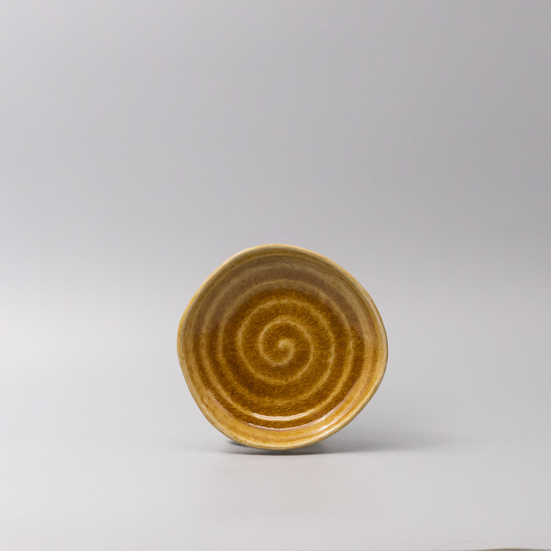Premium Plate – Yellow Amane Amber Glaze 13.5cm