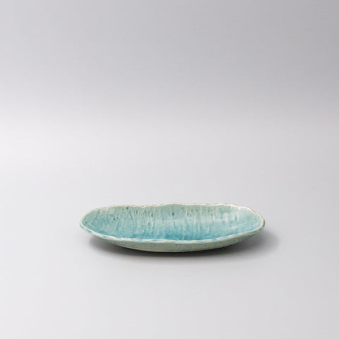 Premium 21cm Crackle Turquoise Glaze Ceramic Sushi Plate Dishwasher Safe