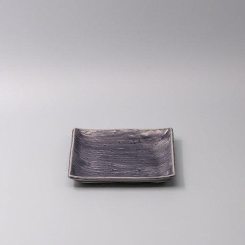 Premium Ceramic Square Plate – Purple Crackle Amethyst Glaze 17cm