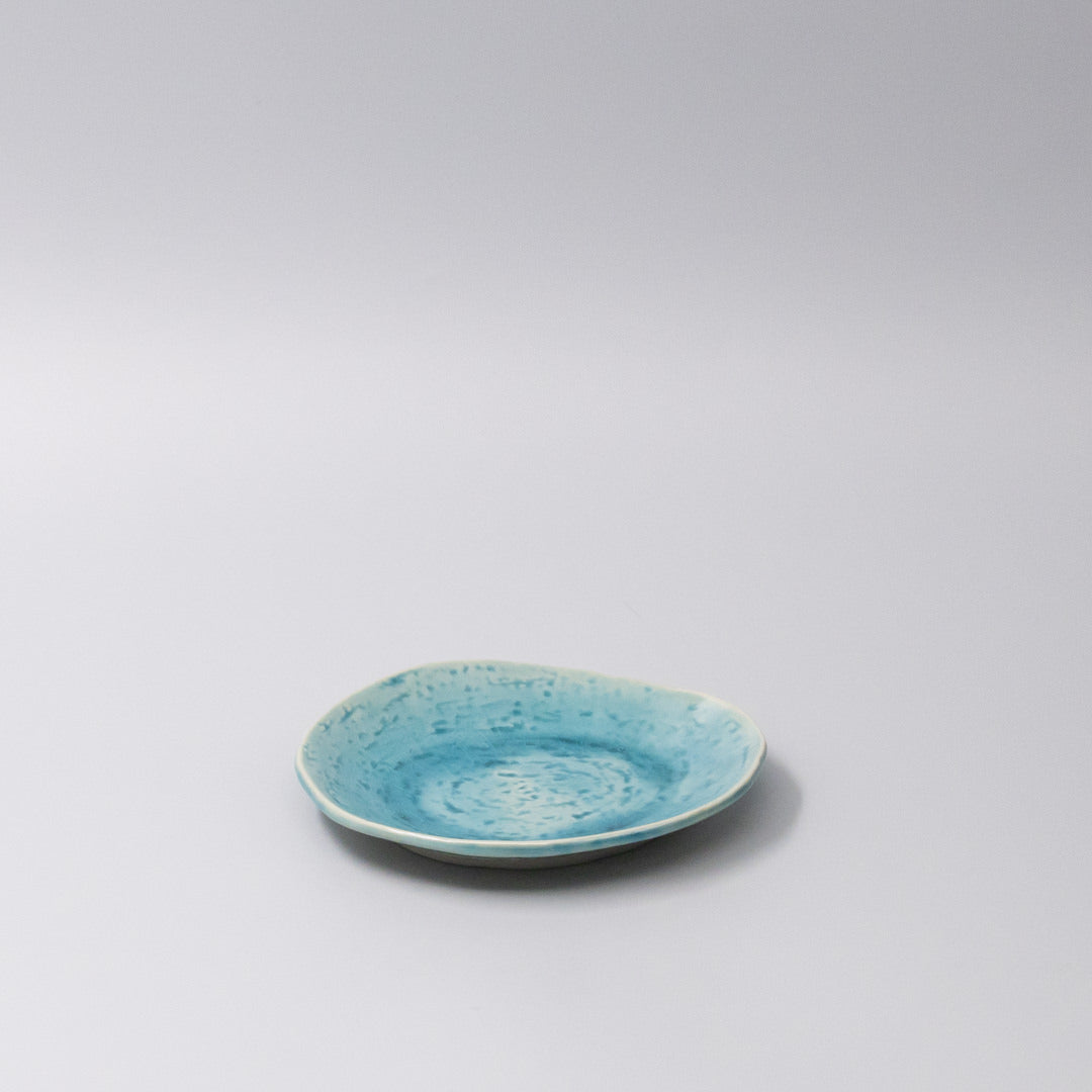 Premium 15cm Crackle Turquoise Glaze Oval Ceramic Plate Dishwasher Microwave Safe