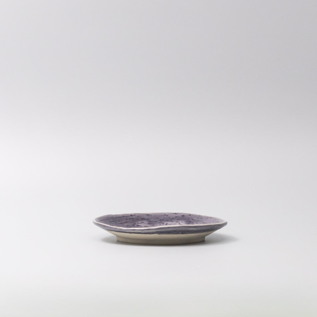 Premium Ceramic Oval Plate – Purple Crackle Amethyst Glaze 15 x 12.7cm