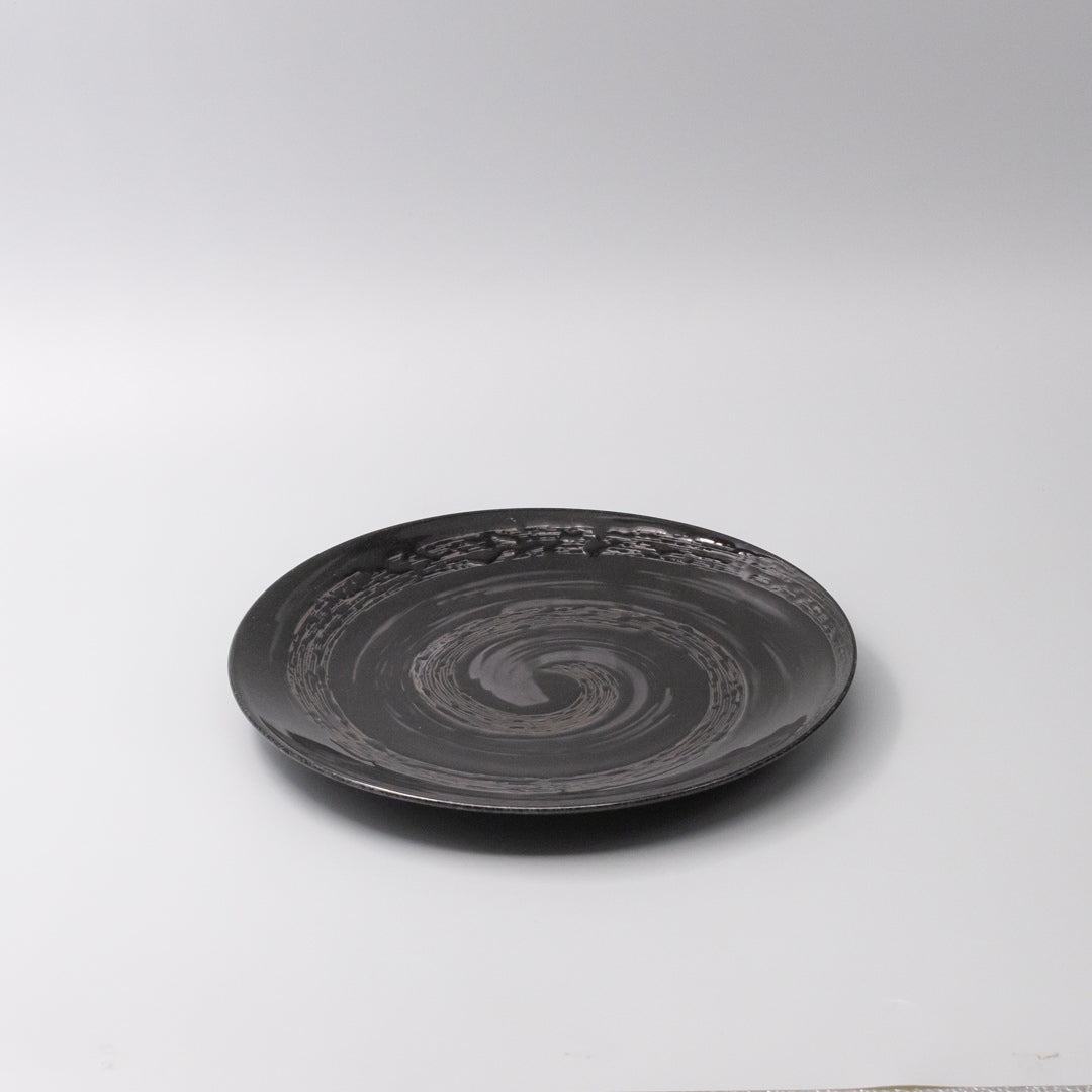 Premium 28cm Gunmetal Swirl Glaze Ceramic Dinner Plate Dishwasher Microwave Safe