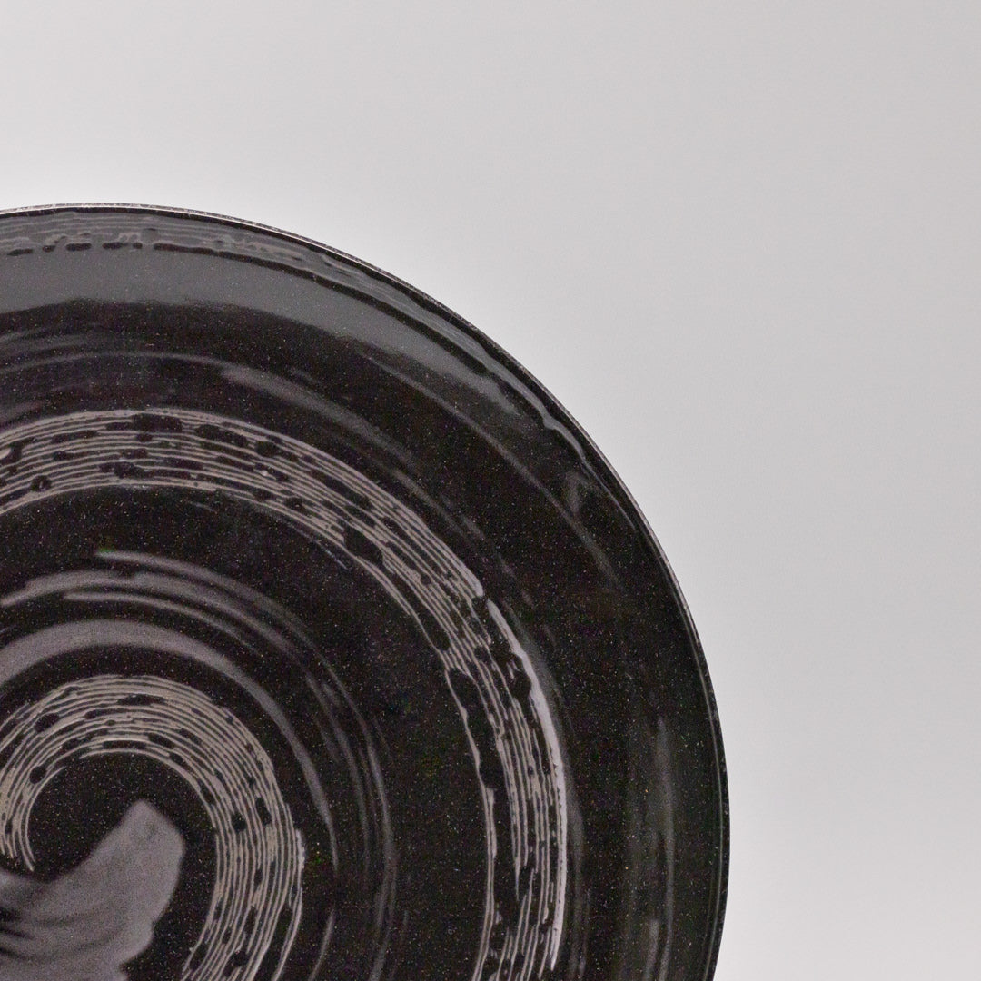 Premium 28cm Gunmetal Swirl Glaze Ceramic Dinner Plate Dishwasher Microwave Safe