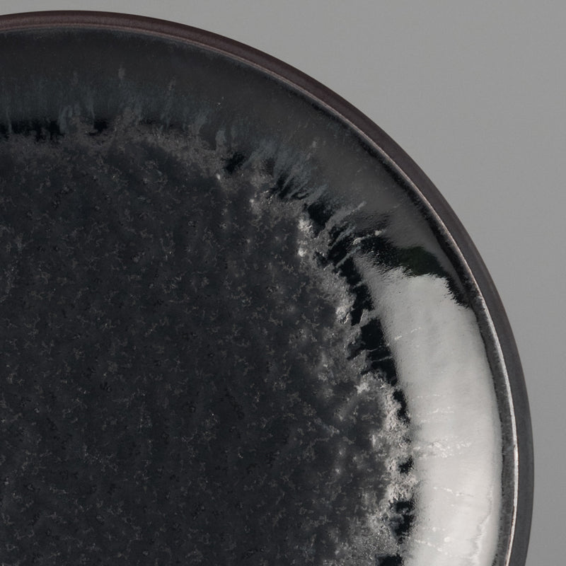Premium 19.5cm Matt and Shiny Black Glaze Ceramic Side Plate Dishwasher Microwave Safe