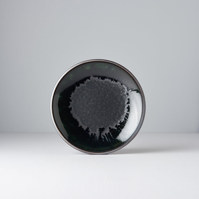 Premium 19.5cm Matt and Shiny Black Glaze Ceramic Side Plate Dishwasher Microwave Safe