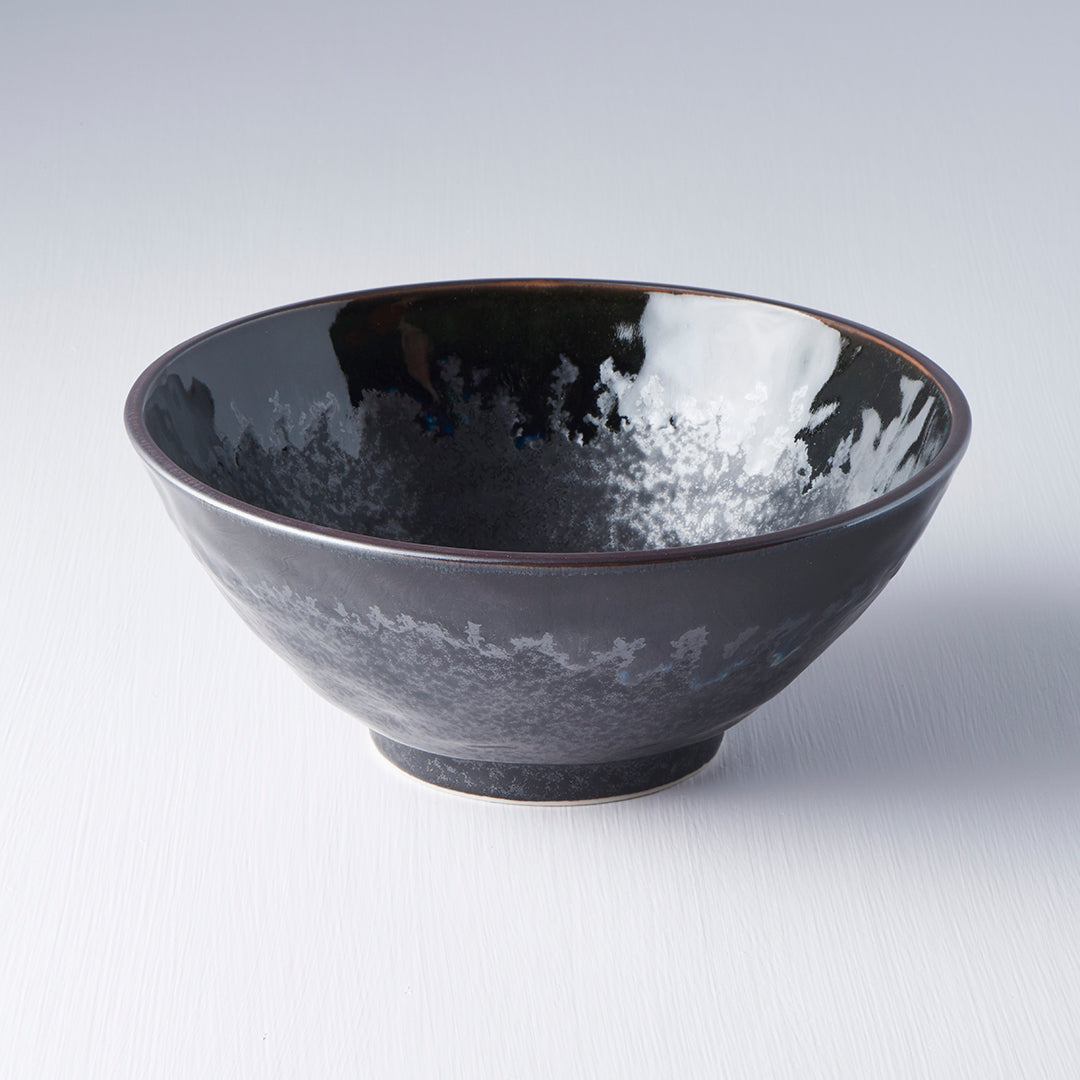 Premium Ceramic Udon Bowl – Black Matt & Shiny Glaze 800ml