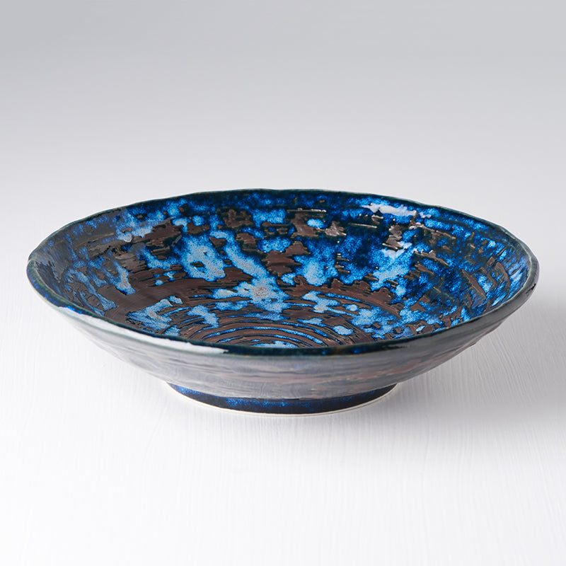 Premium 24cm Copper Swirl Glaze Ceramic Pasta Bowl 700ml Dishwasher Microwave Safe