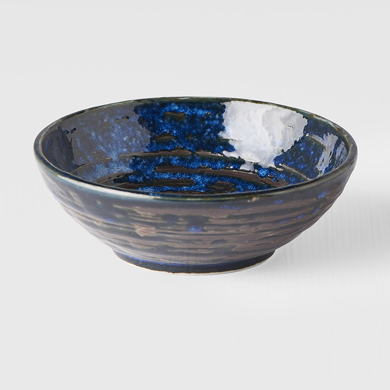 Premium Ceramic Tapas Bowl – Blue Copper Swirl Glaze 13cm