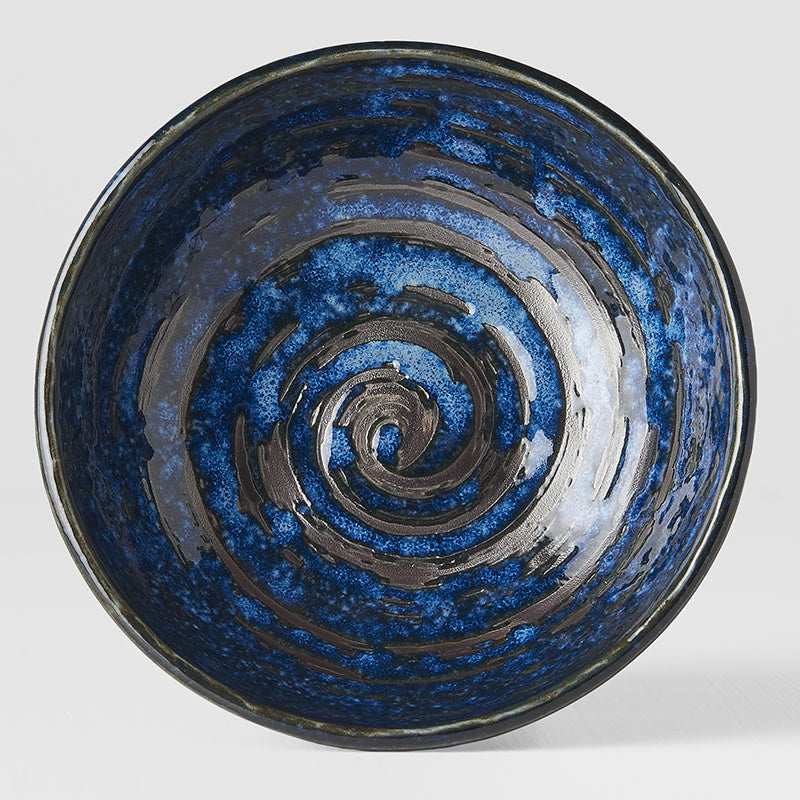 Premium Ceramic Tapas Bowl – Blue Copper Swirl Glaze 13cm