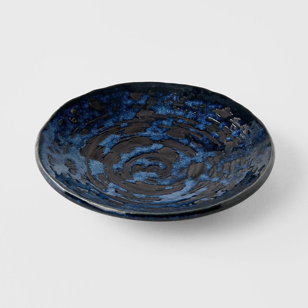 Premium Saucer – Blue Copper Swirl Glaze 13.5cm