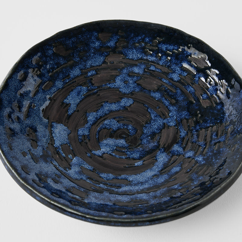 Premium Saucer – Blue Copper Swirl Glaze 13.5cm