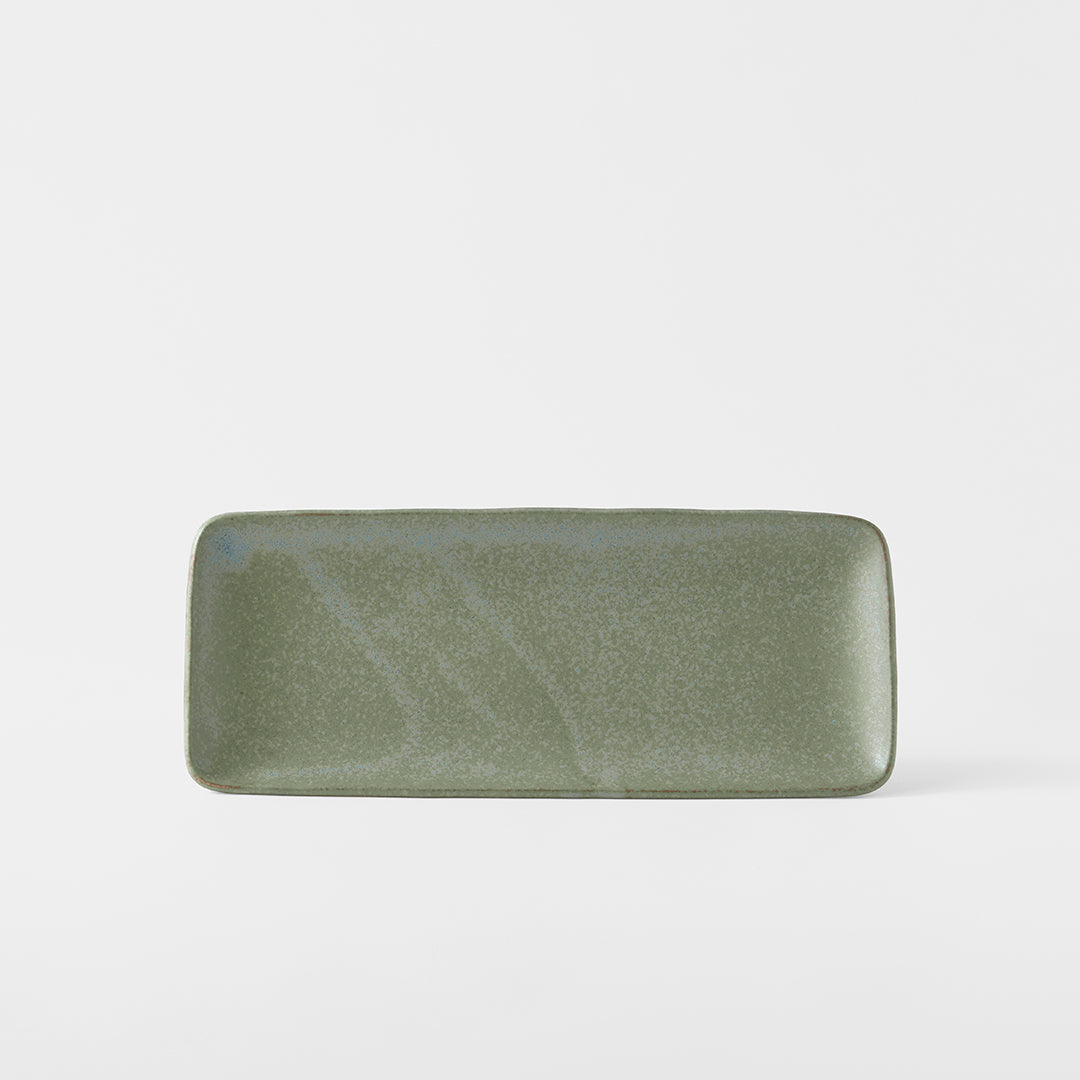 Premium Ceramic Rectangular Plate – Green Fade Glaze 29.5 x 12cm