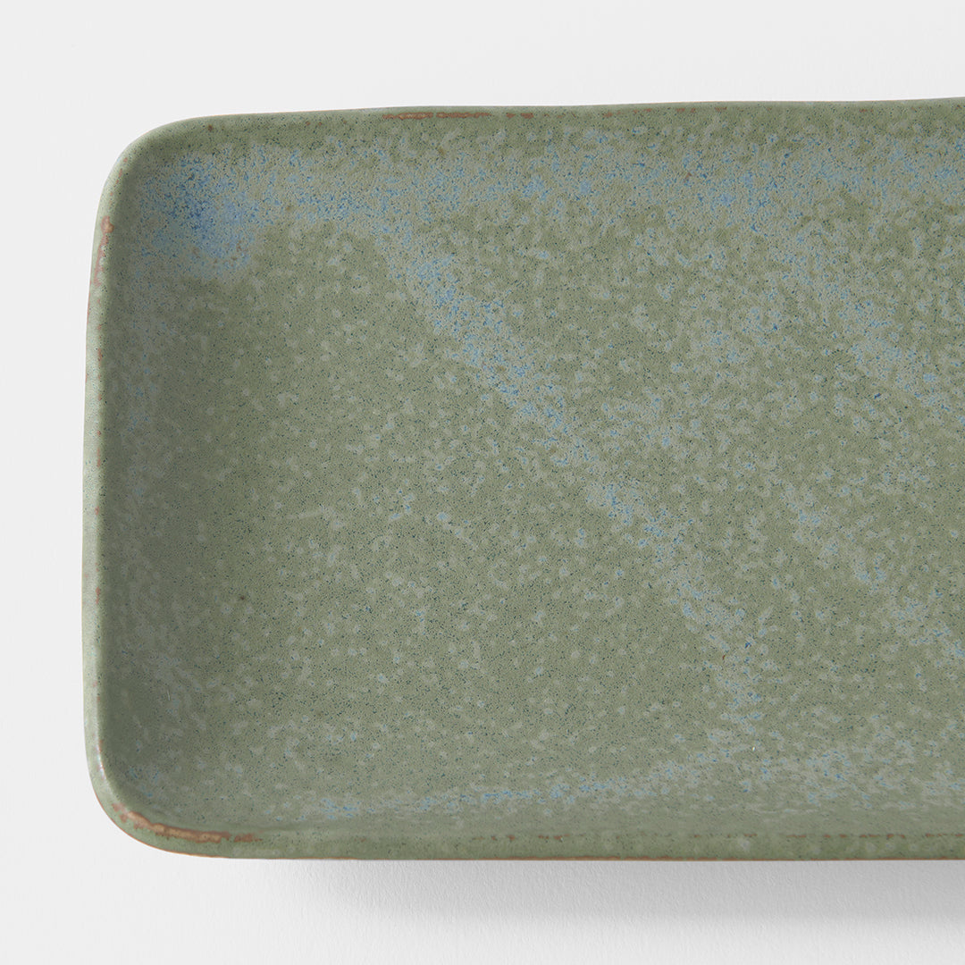 Premium Ceramic Rectangular Plate – Green Fade Glaze 29.5 x 12cm