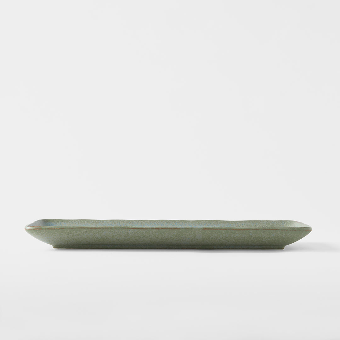Premium Ceramic Rectangular Plate – Green Fade Glaze 29.5 x 12cm