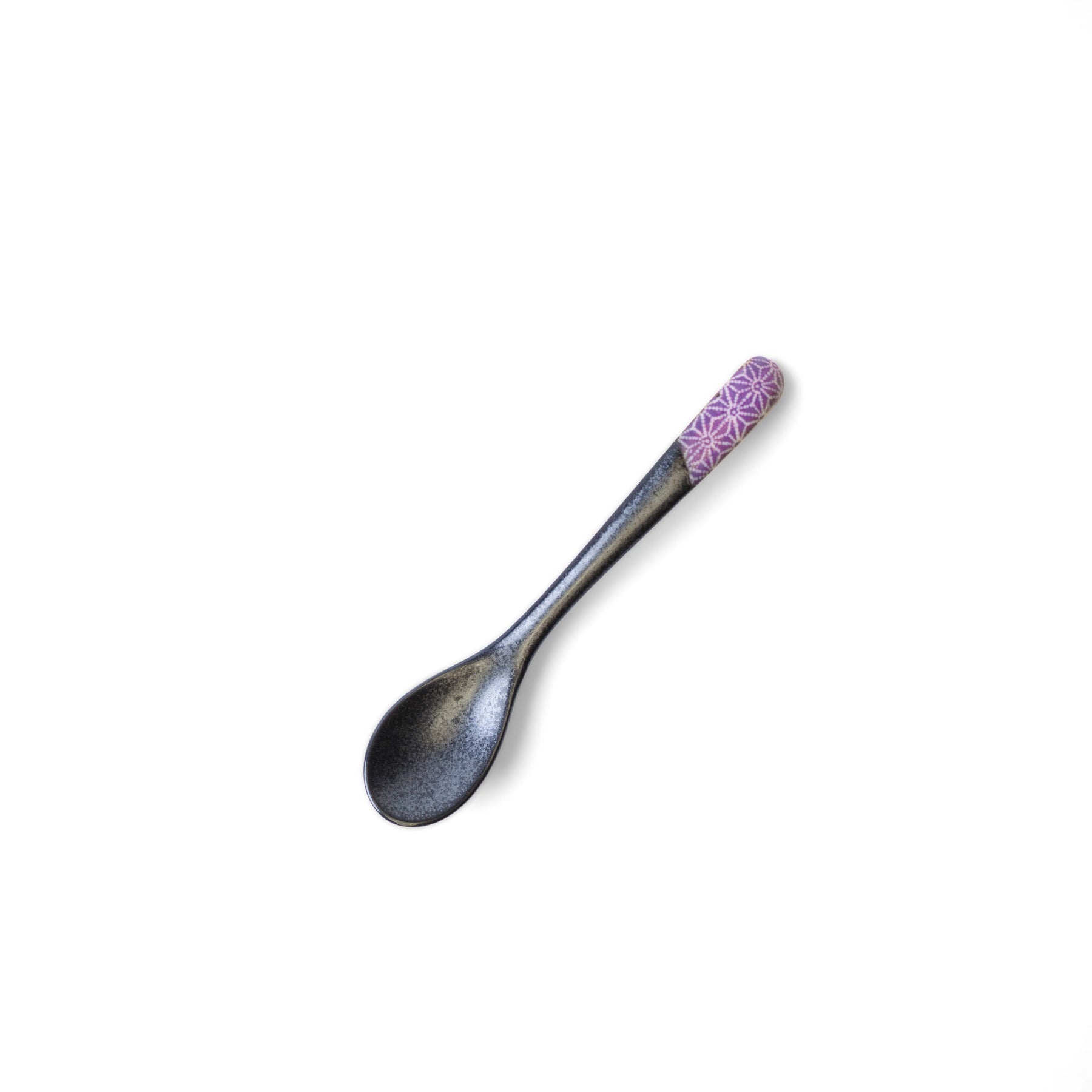 Premium 12.5cm Purple Asanoha Small Black Ceramic Spoon Dishwasher Microwave Safe
