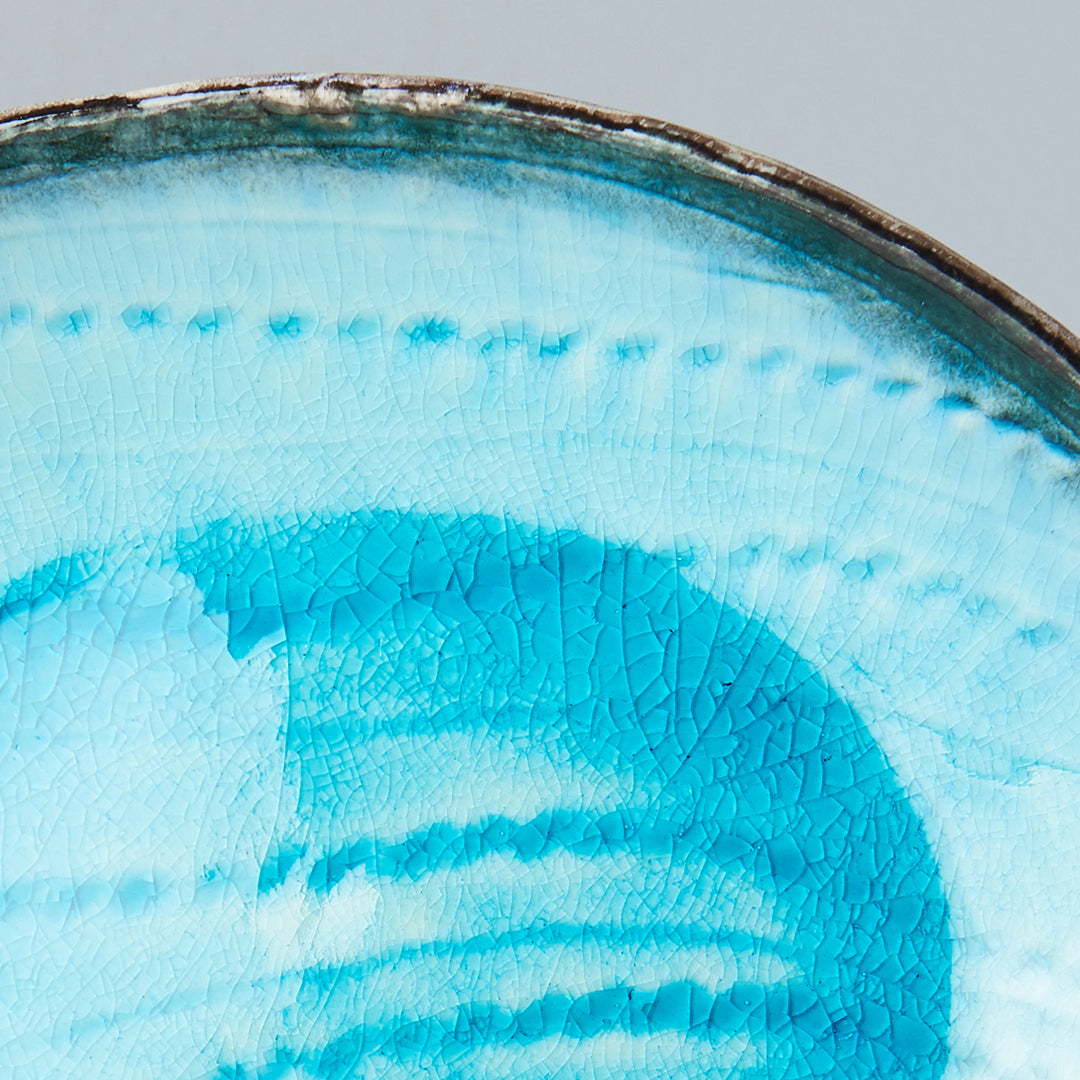 Premium 24x20cm Sky Blue Glaze Oval Ceramic Plate Japanese Tableware