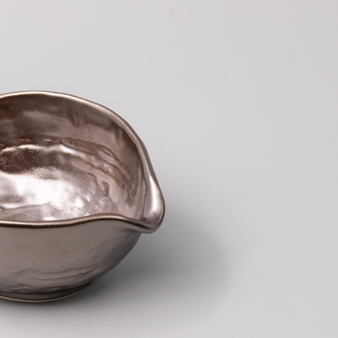 Metallic Lustre Glaze 140ml Ceramic Pourer Silver Sauce Jug Dishwasher Safe
