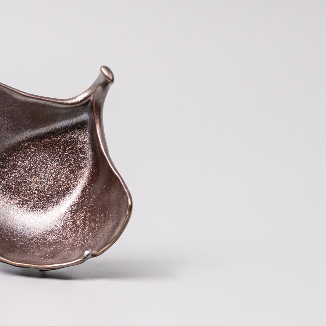 Metallic Lustre Gingko Leaf Ceramic Sauce Dish 30ml Dishwasher Microwave Safe