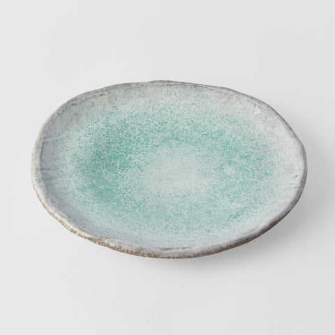 Premium Oval Plate – Turquoise Aqua Splash Glaze 25cm