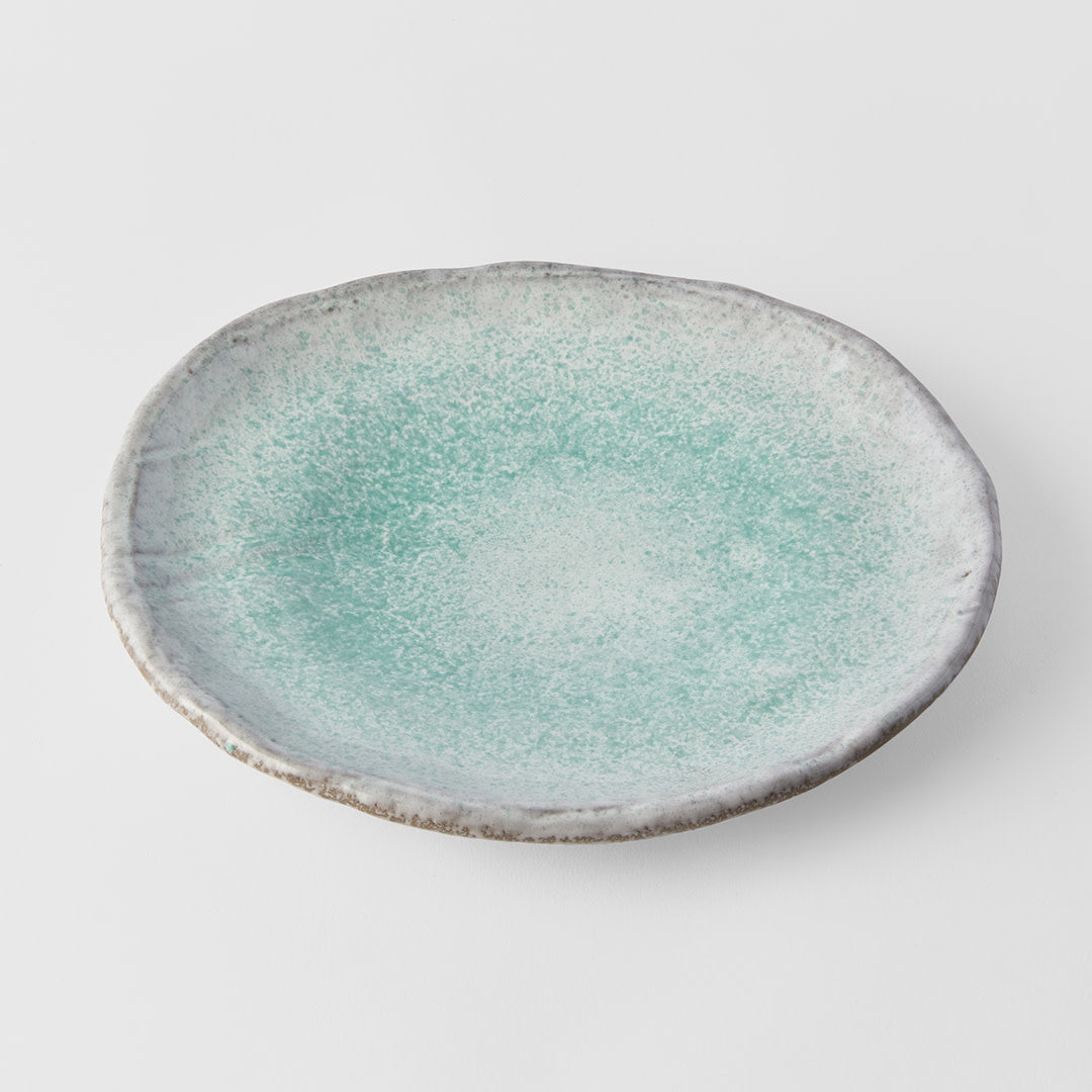 Premium Oval Plate – Turquoise Aqua Splash Glaze 25cm