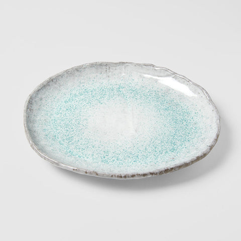 Premium Oval Plate – Turquoise Aqua Splash Glaze 30cm