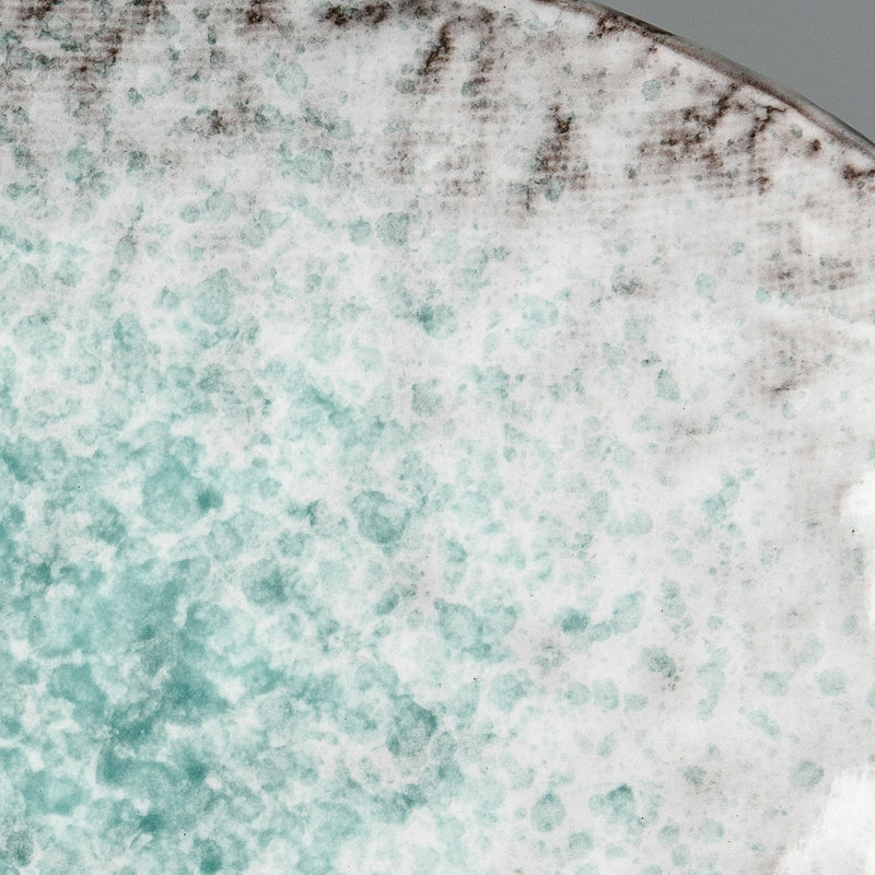 Premium Ceramic Oval Plate – Blue Aqua Splash Glaze 24 x 17cm