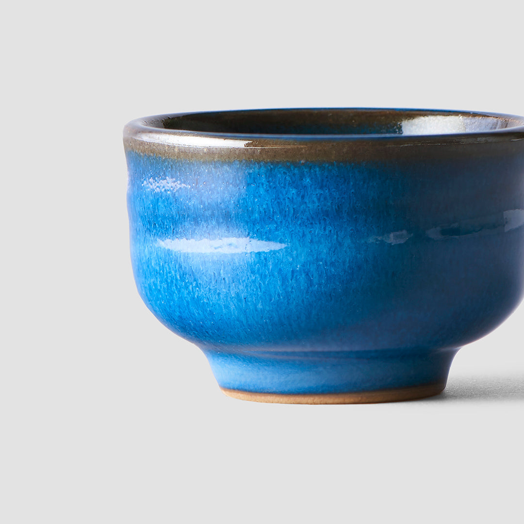 Premium 35ml Gura Kiln Blue Glaze Ceramic Sake Cup Dishwasher Safe