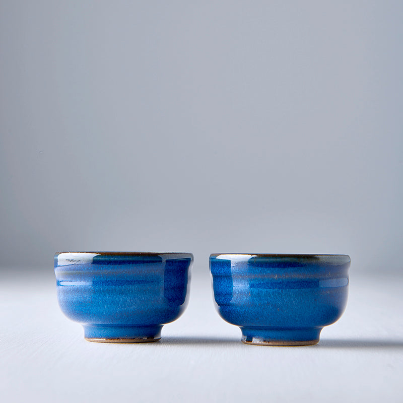 Premium 35ml Gura Kiln Blue Glaze Ceramic Sake Cup Dishwasher Safe