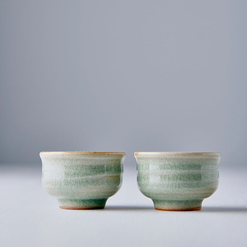 Celadon Glaze 35ml Ceramic Sake Cup Light Green Japanese Tableware Dishwasher Safe