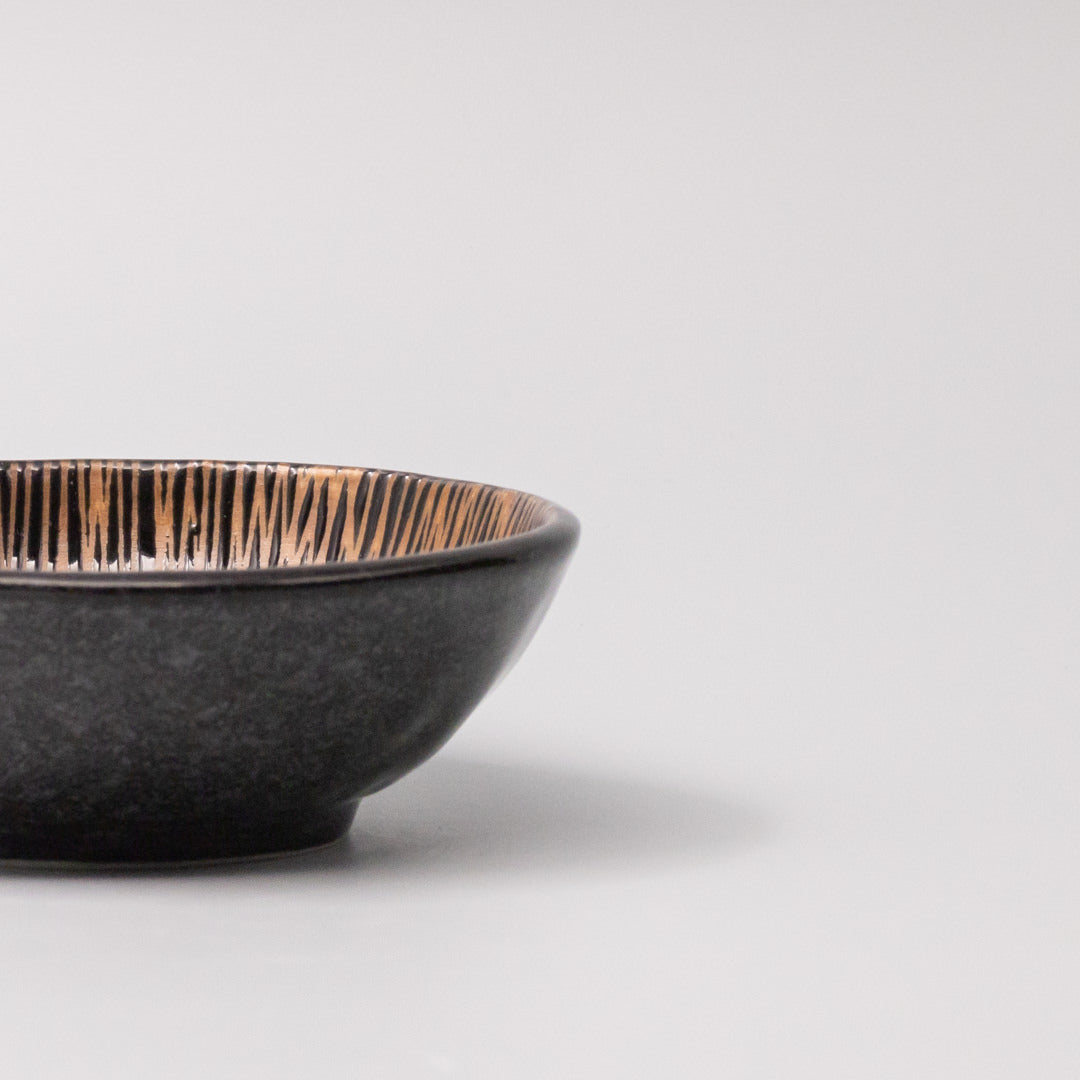 Premium Tapas Bowl – Bronze Converging Line Glaze 13cm
