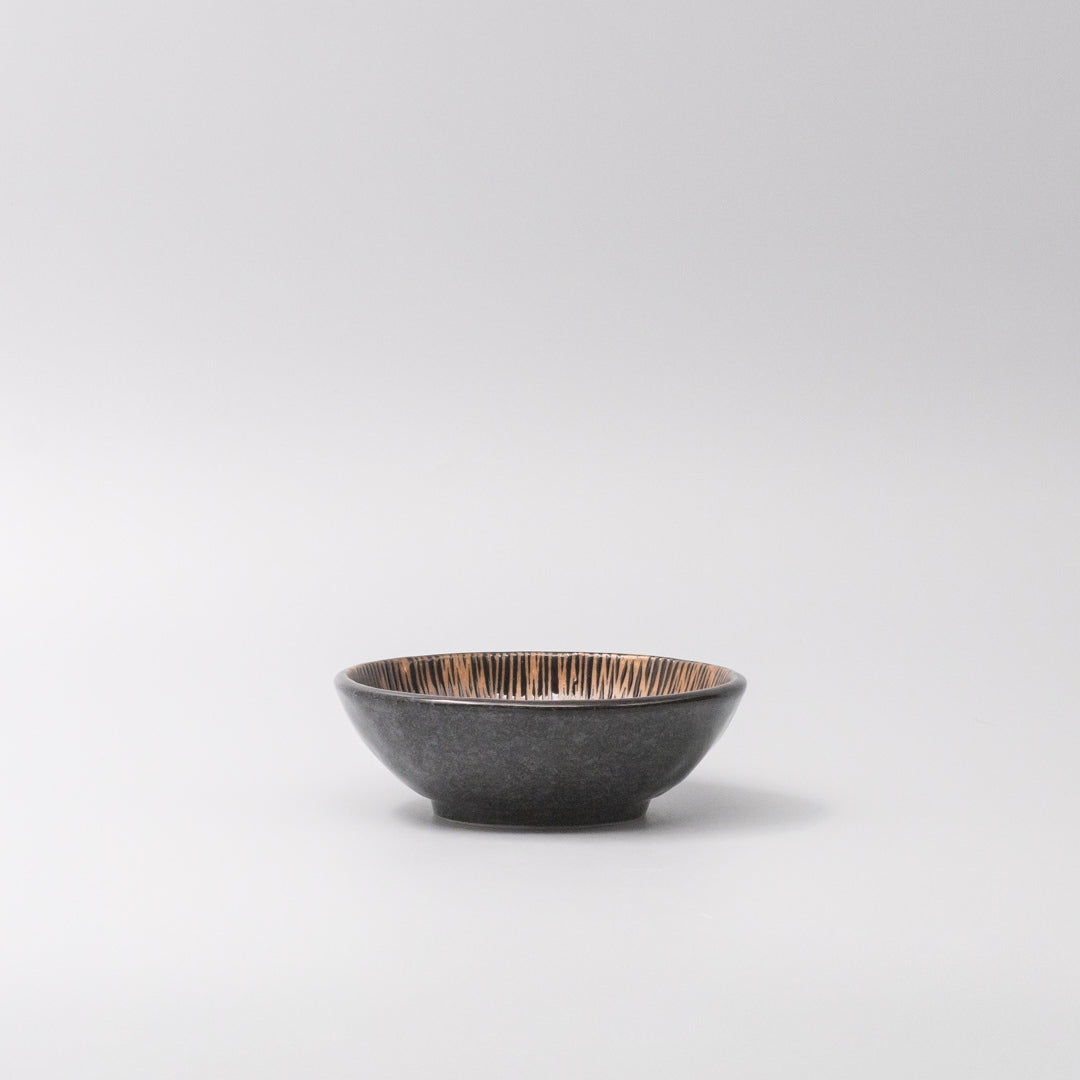Premium Tapas Bowl – Bronze Converging Line Glaze 13cm