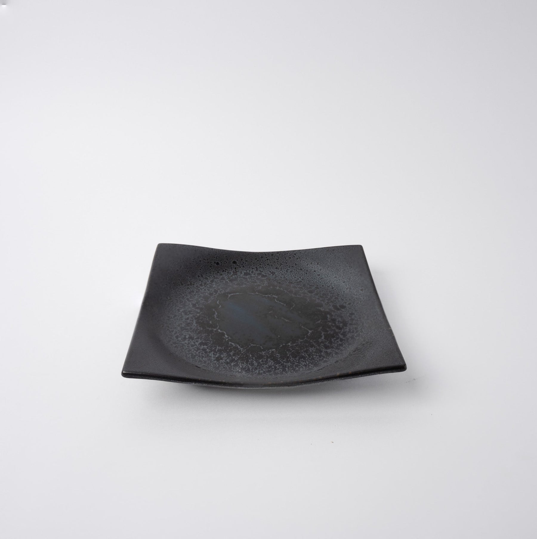 Premium Square Plate – Black Pearl Glaze 16cm