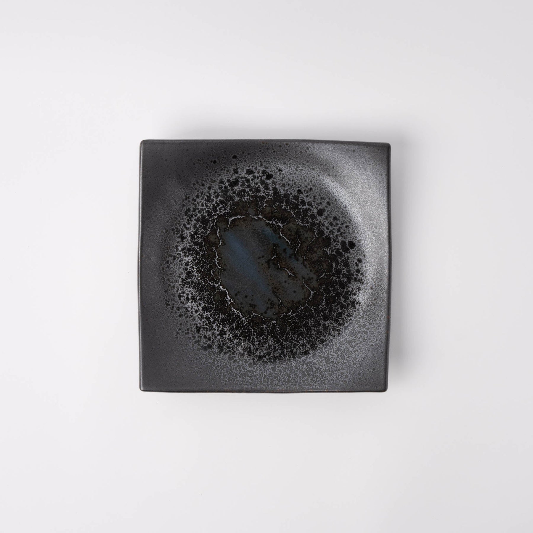 Premium Square Plate – Black Pearl Glaze 16cm