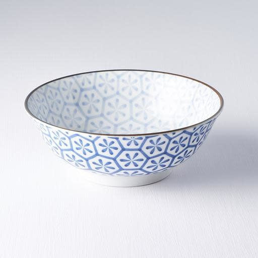 Premium Bowl – Blue Indigo Ikat Hexagon Flower Design 19cm, 750ml