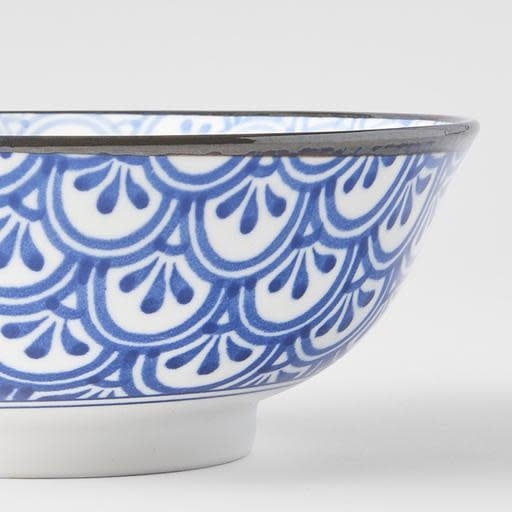 Petal Crest 19cm Ceramic Bowl 750ml Blue Dishwasher Microwave Safe