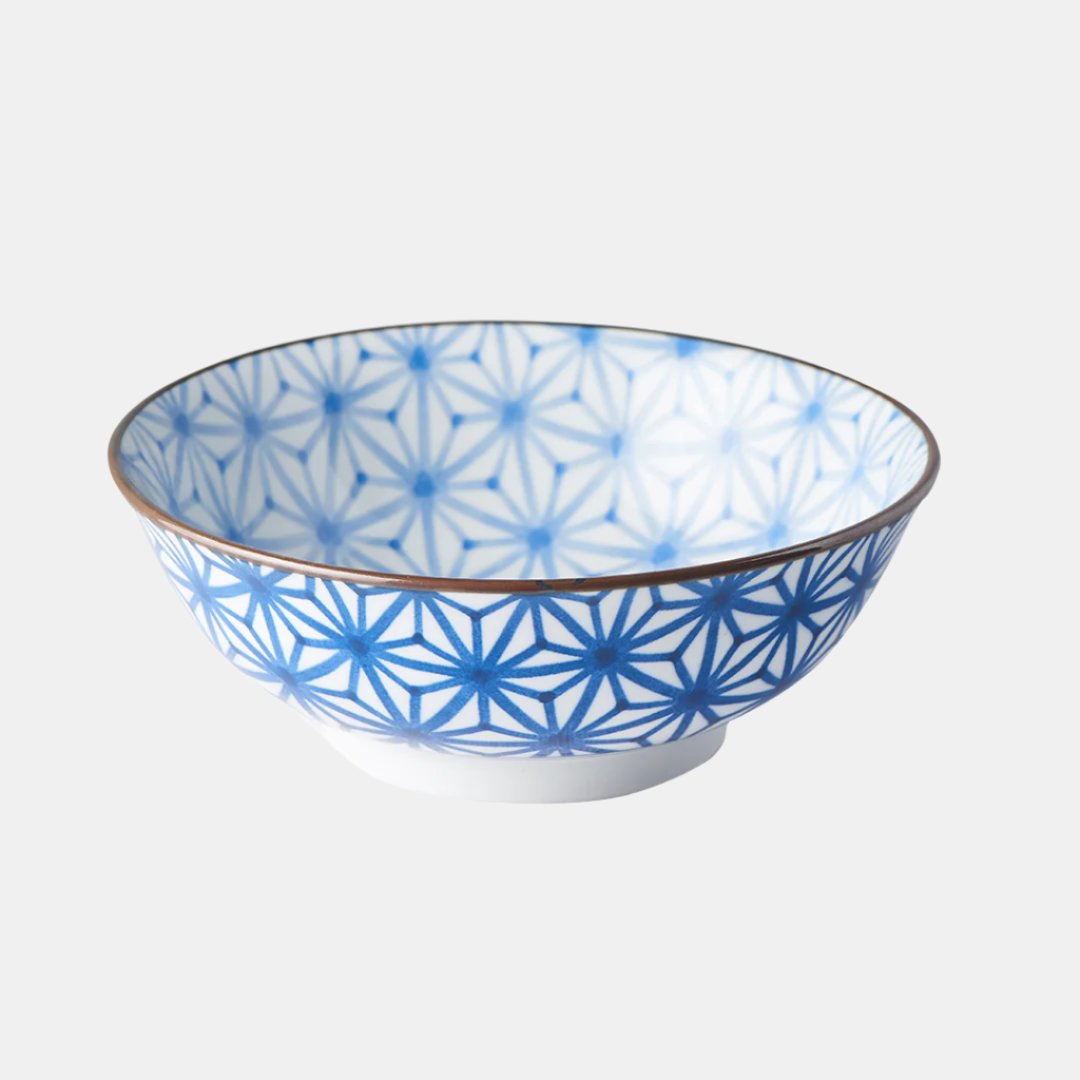 Premium 19cm Indigo Ikat Starburst Ceramic Bowl 750ml Dishwasher Microwave Safe