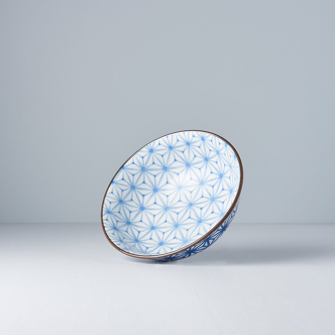Premium 19cm Indigo Ikat Starburst Ceramic Bowl 750ml Dishwasher Microwave Safe