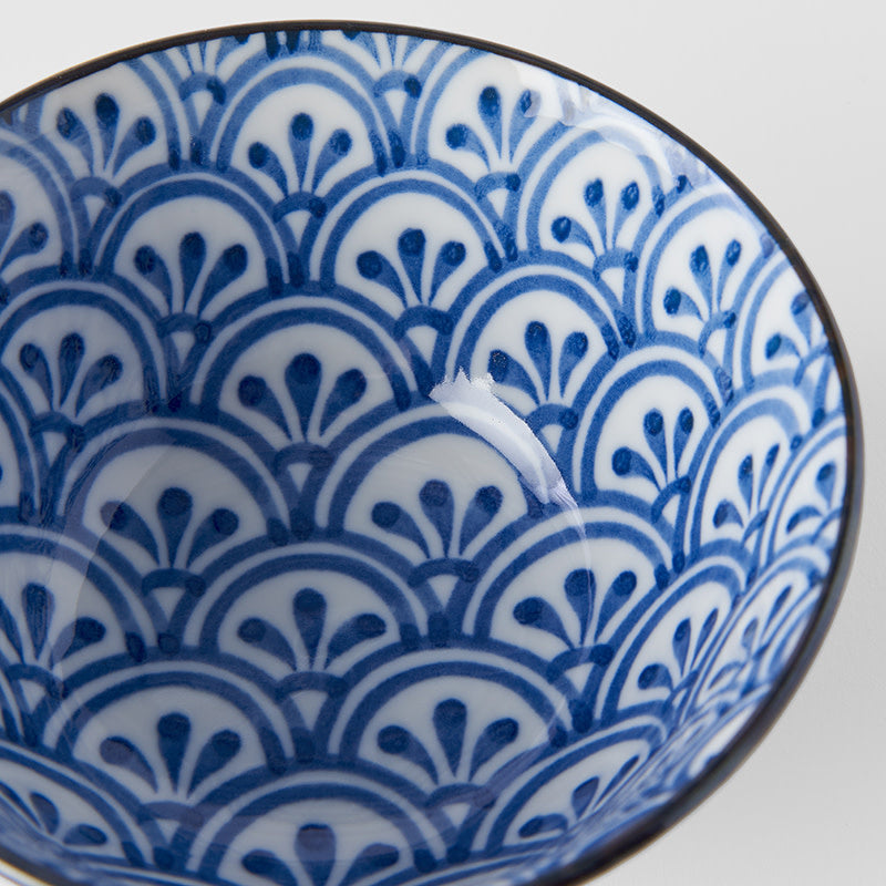 Premium Bowl – Blue Petal Crest Pattern Design 13cm, 300ml
