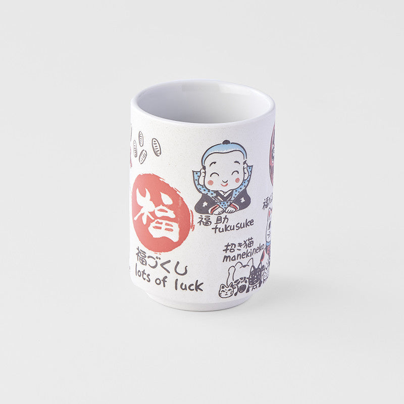 Premium Sushi Mug – White Lucky Symbols Design 250ml