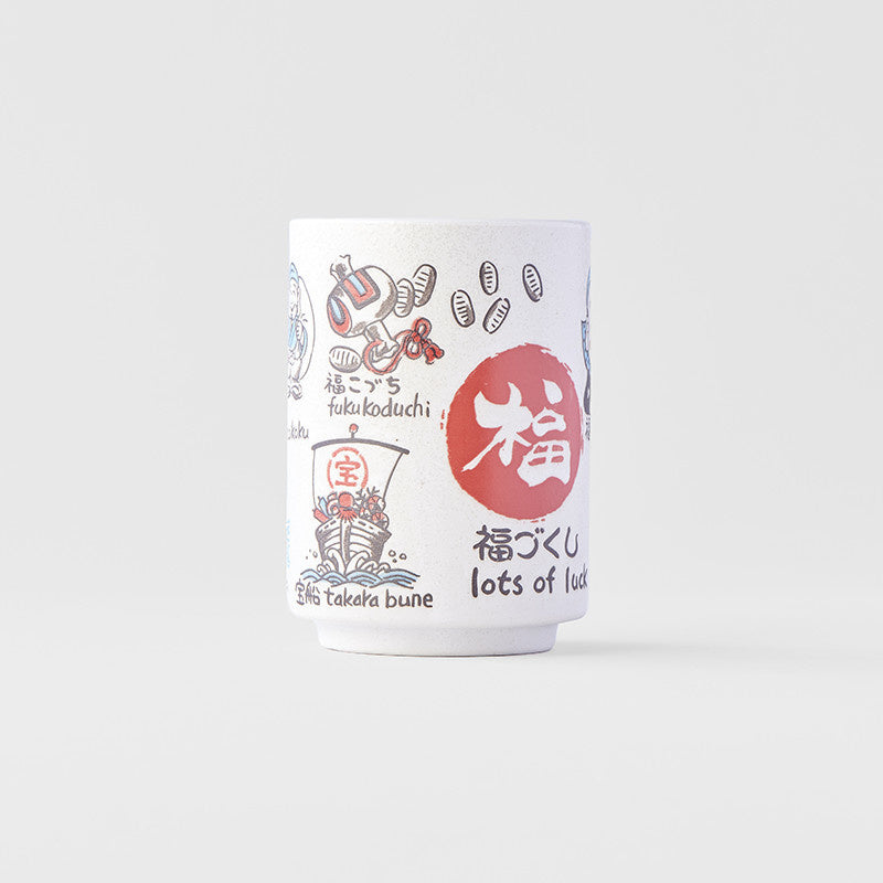Premium Sushi Mug – White Lucky Symbols Design 250ml