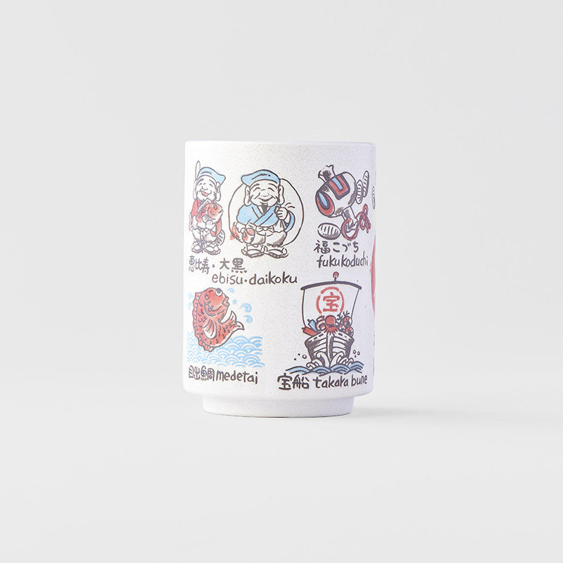Premium Sushi Mug – White Lucky Symbols Design 250ml