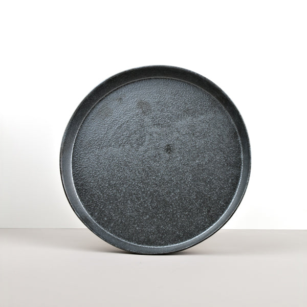 Premium 25cm Craft Black Glaze High Rim Ceramic Plate Dishwasher Microwave Safe