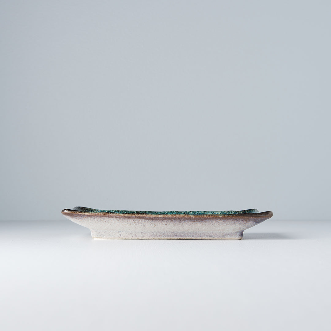Premium 21.5x13.5cm Sky Blue Glaze Rectangular Ceramic Plate Dishwasher Safe