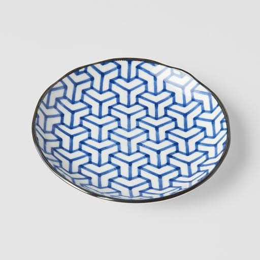 Premium Tapas Plate – Blue Herringbone Design 16.5cm