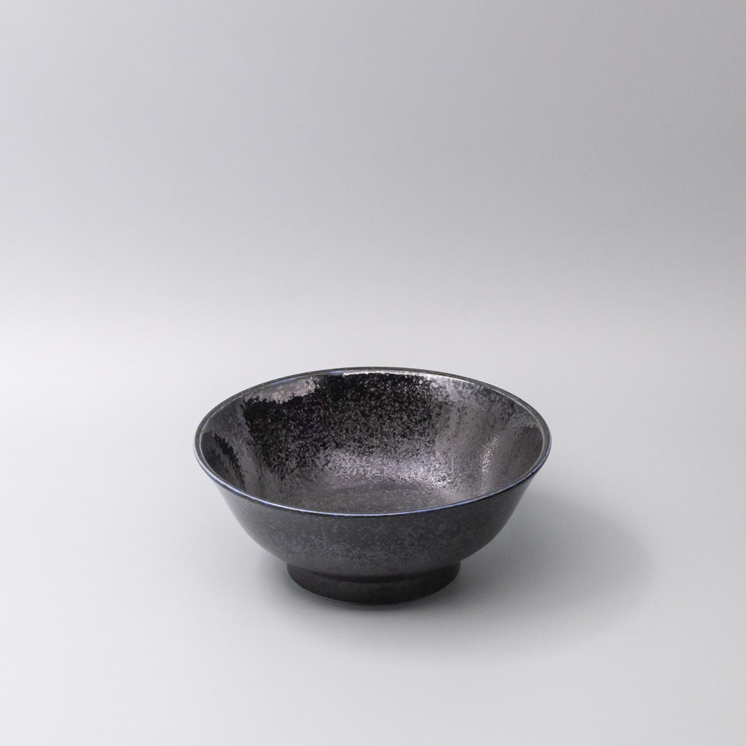 Premium Fluted Udon Bowl – Dark Blue Midnight Pearl Glaze 21cm