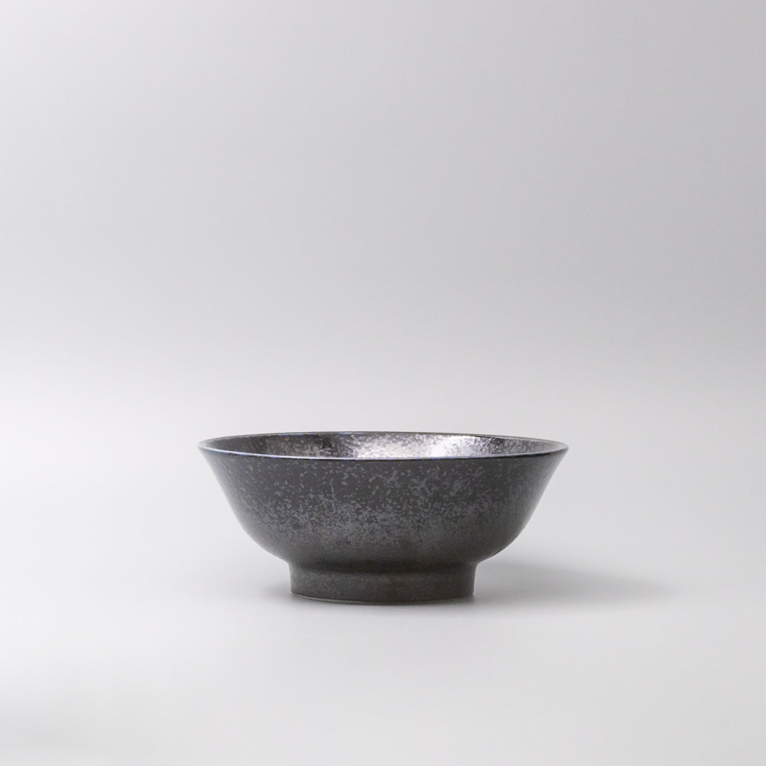 Premium Fluted Udon Bowl – Dark Blue Midnight Pearl Glaze 21cm